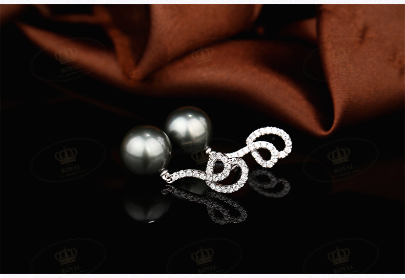 ROYALJEWELRY天然大溪地海水黑珍珠黑珍珠珠径11.5mm钻石0.52克拉