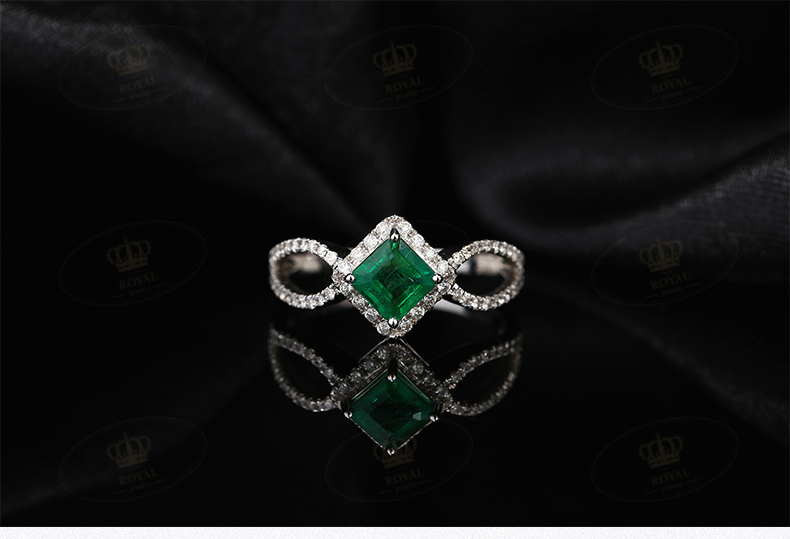 ROYALJEWELRY天Ran祖母绿戒指女贵重宝石珠宝祖母绿0.68克拉18K金
