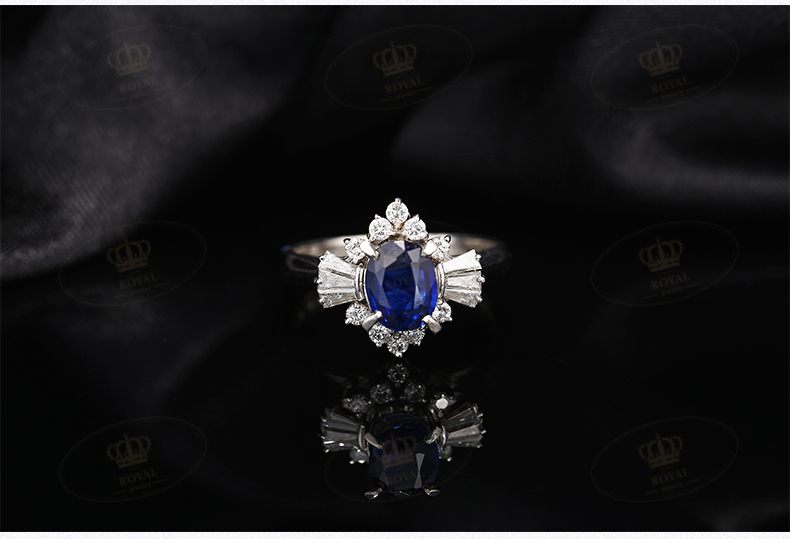 ROYALJEWELRY蓝宝石戒指蓝宝石1.60CT钻石0.53CT翅膀设计灵动自如