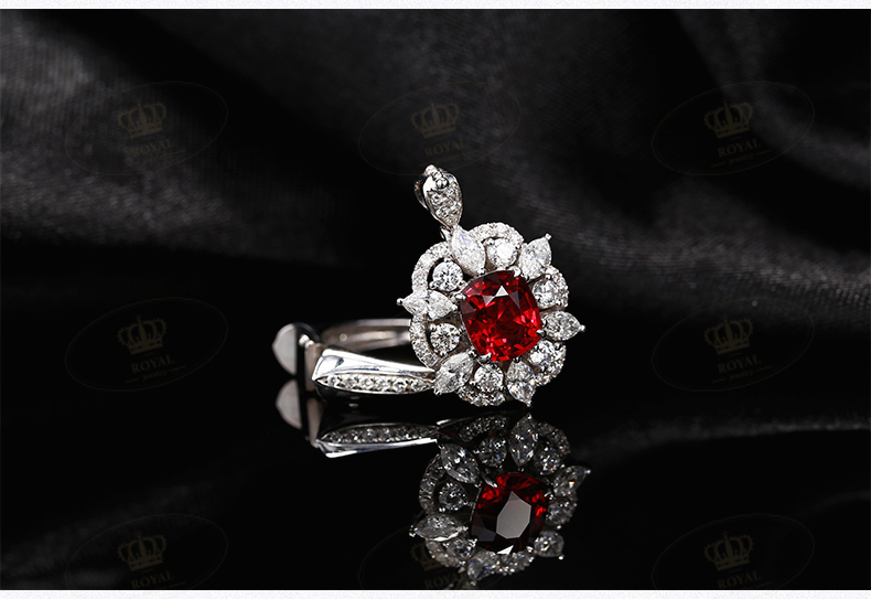 ROYALJEWELRY1.0克拉红宝石天Ran无烧GRS主证鸽血红女款戒指18k金