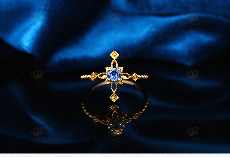 ROYALJEWELRY小轻奢珠宝蓝宝石戒指女款蓝宝石0.4ct18K金可定制