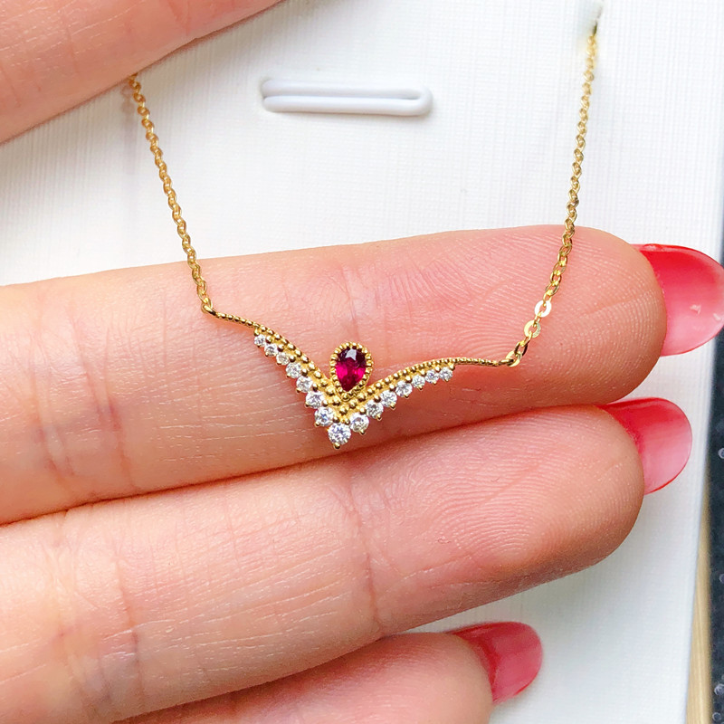 【欣媛珠宝】小轻奢彩宝系列 Royal jewelry 18K金红宝石钻石项链