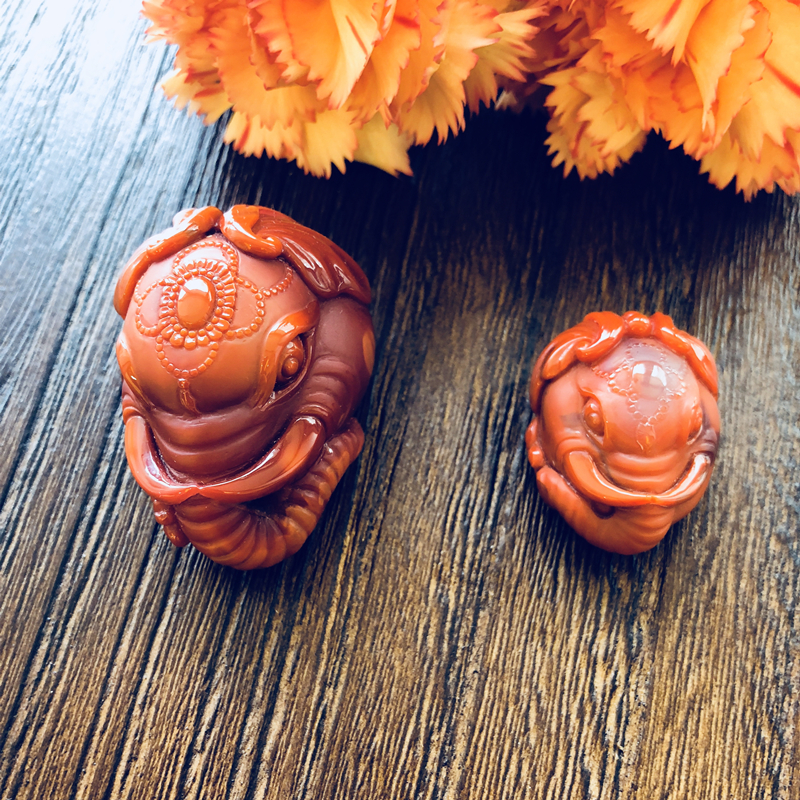 正品天然南红玛瑙雕件68克大象祥和雕件苏工精品雕件可定制